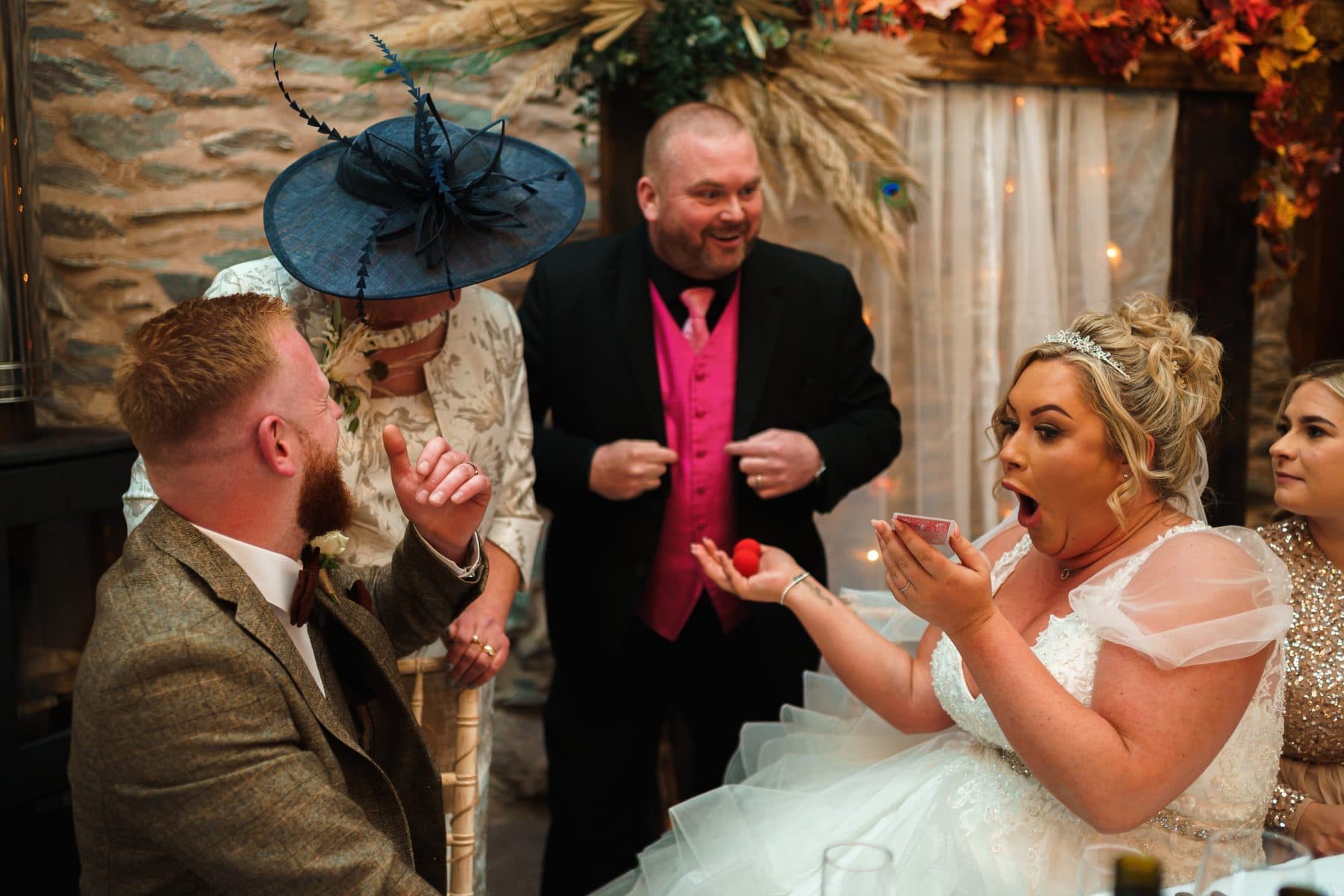 Wedding guests amazed by magic
